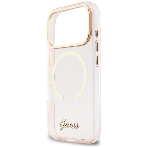 Guess Telefontaske Til iPhone 17 Pro Max MagSafe IML Gradient Script Metal - Lyserød