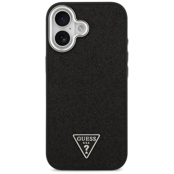Guess Telefontaske til iPhone 17 MagSafe Glitter Triangle Logo - Sort