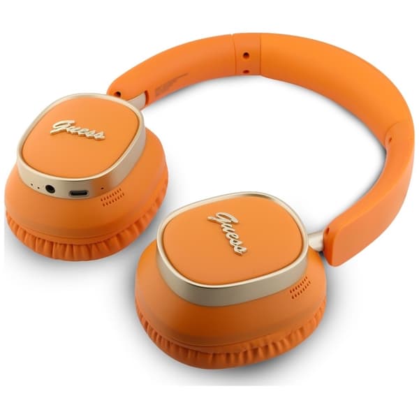 Guess On-Ear Kuulokkeet Bluetooth ENC Rectangle Metal Script - Oranssi