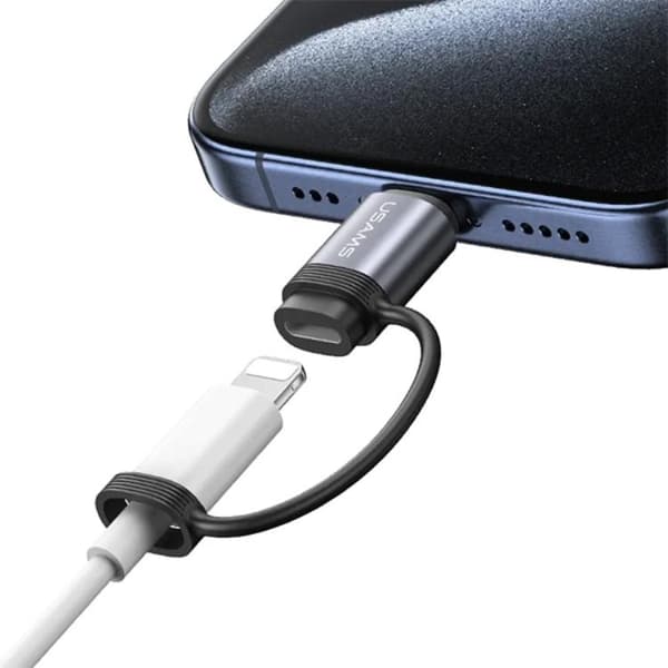 USAMS Lightning til USB-C Adapter 30W AU17 - Stål