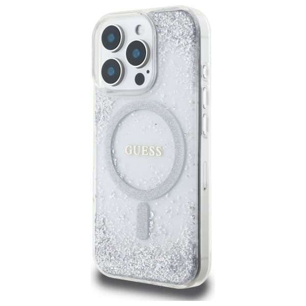 Guess Mobilskal till iPhone 16 Pro MagSafe Resin Gradient Glitter