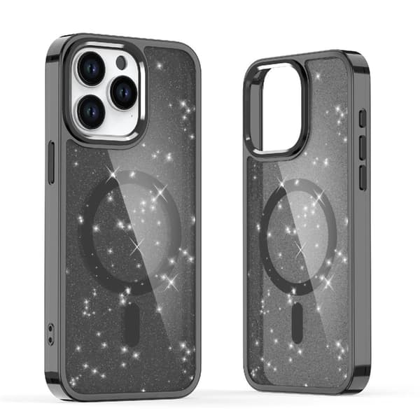 Telefontaske til iPhone 16 Plus Magsafe Glitter - Sort