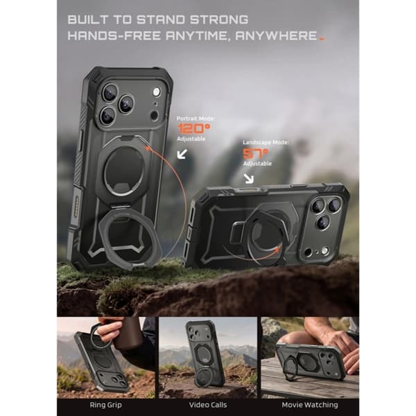 SupCase-puhelinkotelo iPhone 18 Pro/17 Pro Magsafe Grip Pro - Musta