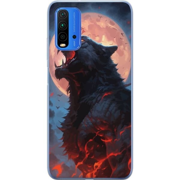 Telefontaske til Xiaomi Redmi Note 9 4G med Howling Wolf
