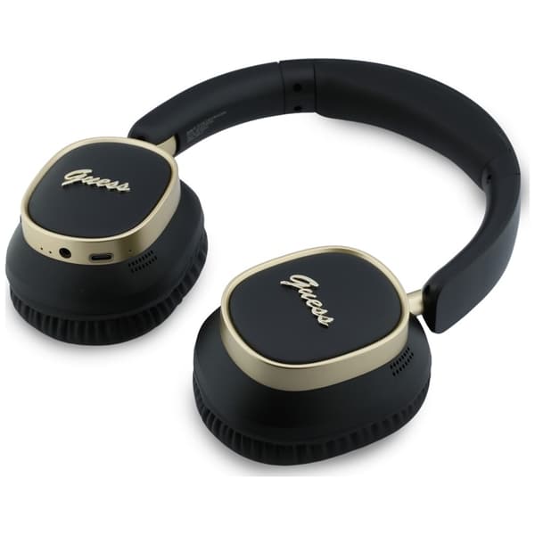 Guess On-Ear Hörlurar Bluetooth ENC Rectangle Metal Script - Svart