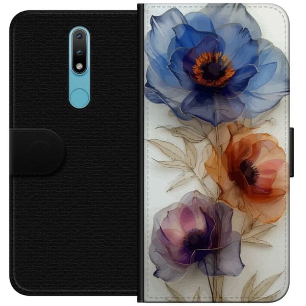 Pung Taske til Nokia 2.4 med Silke Blomster