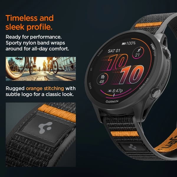 Spigen Armbånd Til Garmin Quick Release 22mm Active Athlex Air - Sort/Orange