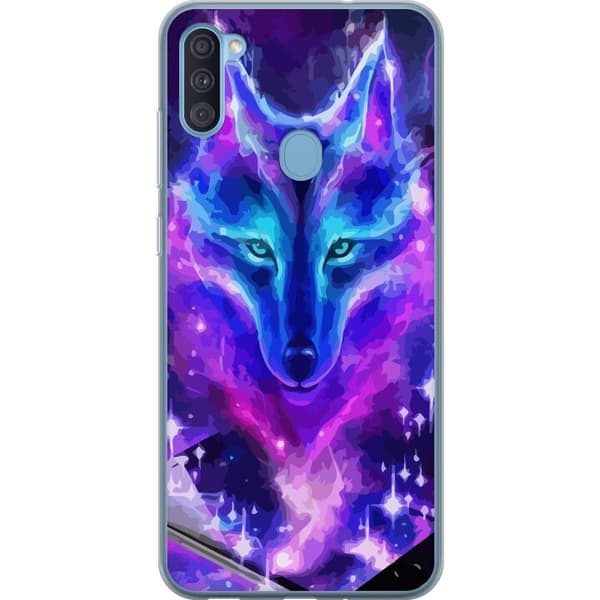 Telefontaske til Samsung Galaxy A11 med Neon Wolf