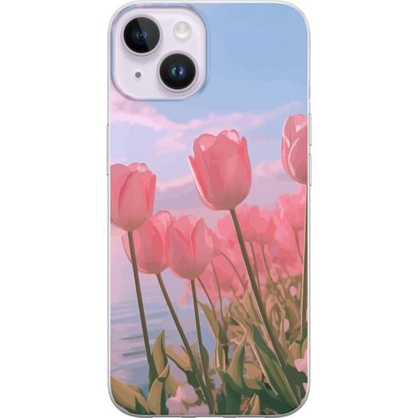 Mobilskal till Apple iPhone 15 Plus med Rosa Tulpaner
