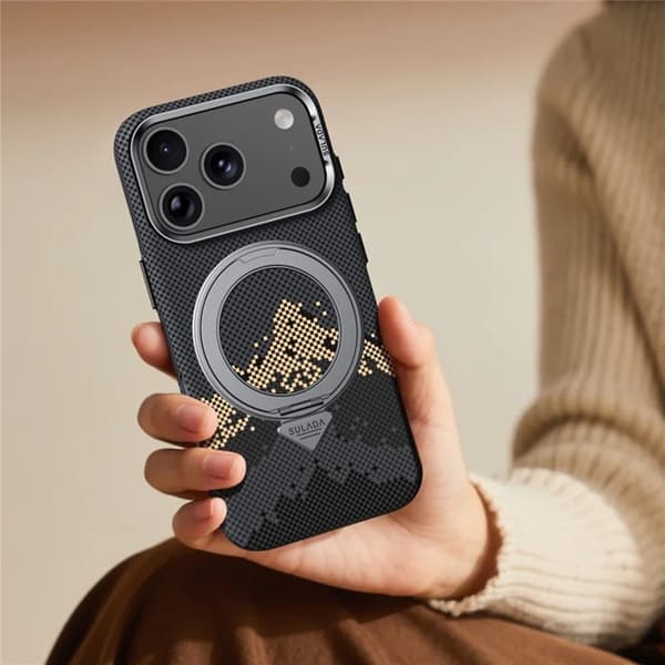 SULADA Mobilskal iPhone 17 Pro Magsafe 360° Rotating Ringhållare - Orange