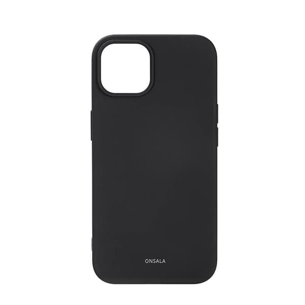 ONSALA iPhone 14 Plus Silikonikuori Chalk - Musta