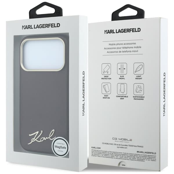 Karl Lagerfeld -puhelinkotelo iPhone 18 Pro/17 Pro Magsafe Saffiano Small Script