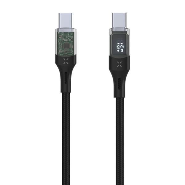 FIXED LED Opladningsdisplay USB-C/C 100W kabel 2m Sort