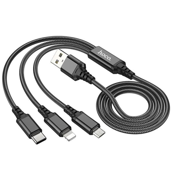 Hoco 3in1 USB-A - USB-C Lightning microUSB -kaapeli X76 1m