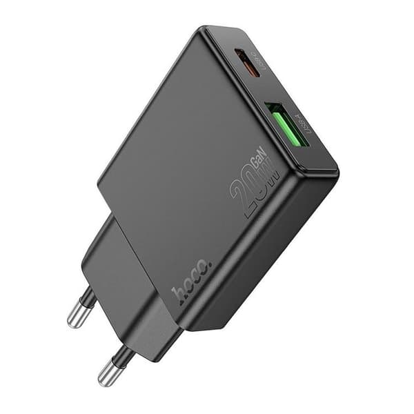 Hoco Hurtigoplader PD 20W USB-A USB-C QC3.0 3A N38 - Sort