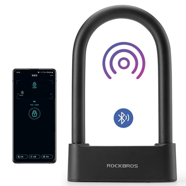Rockbros SMART Cykellås med Fingeravtrycksläsare och Bluetooth