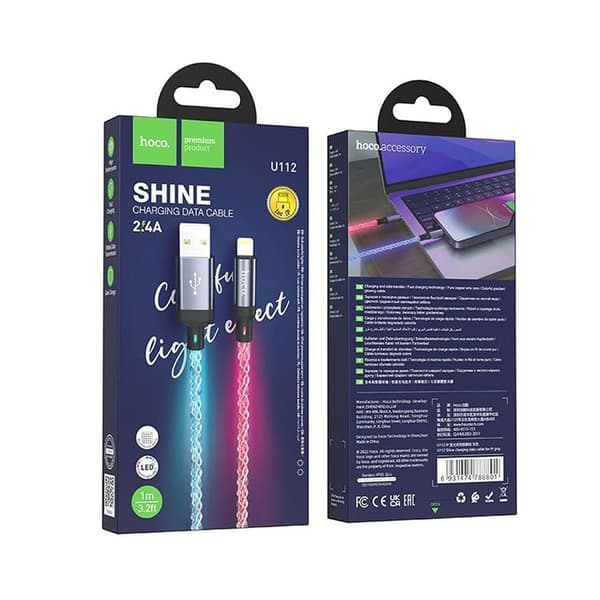 Hoco USB-A til Lightning Kabel 2.4A 1m U112 - Grå
