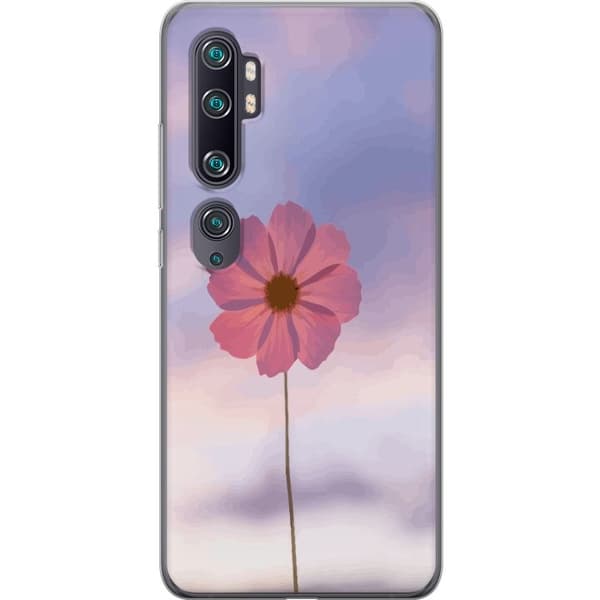 Telefontaske til Xiaomi Mi Note 10 med lyserød blomst