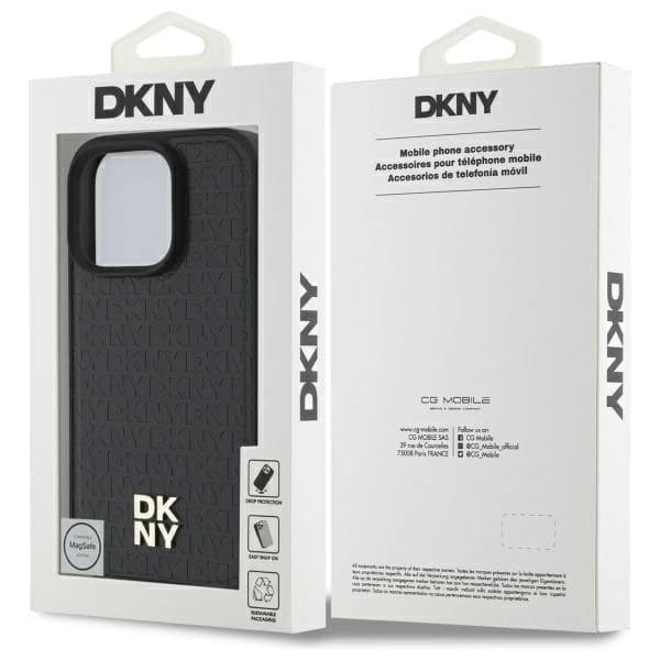 DKNY Matkapuhelinkuori iPhone 16 Pro Max MagSafe Repeat Pattern Stack Logo - Musta