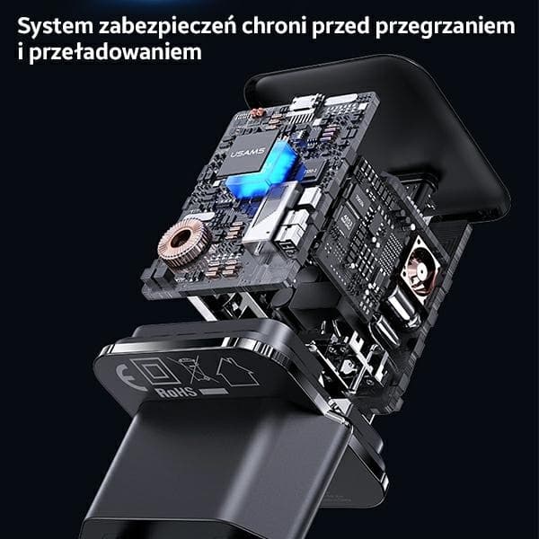 USAMS Vægoplader 1xUSB-C T45 Mini 30W PD3.0 (US-CC148) – Sort