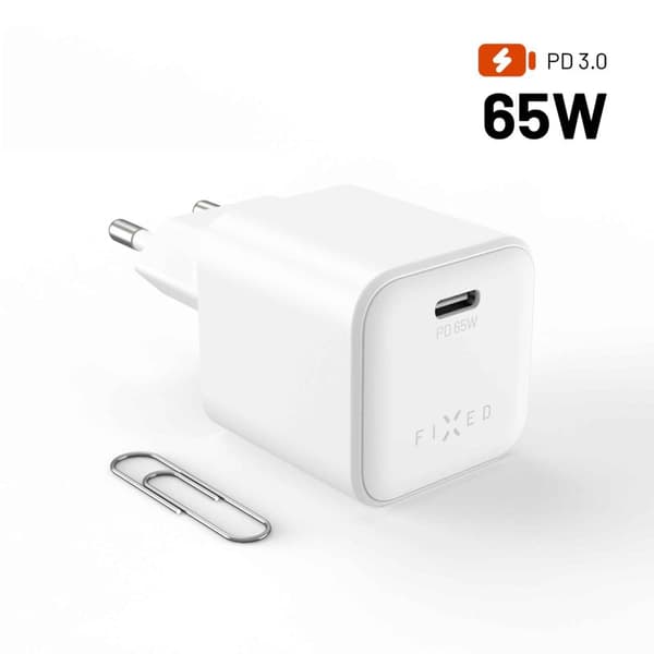 FIXED Super Hurtig Mini Hjemmeoplader USB-C PD 65W Hvid