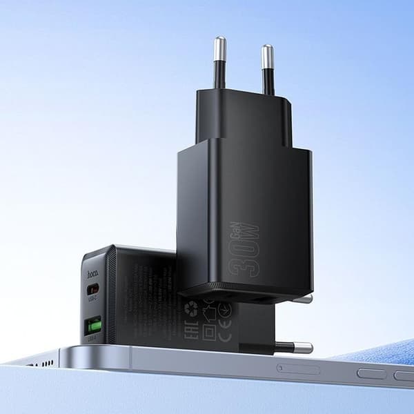 Hoco Hurtigoplader PD 30W USB-A USB-C QC3.0 AFC 3A N71 - Sort