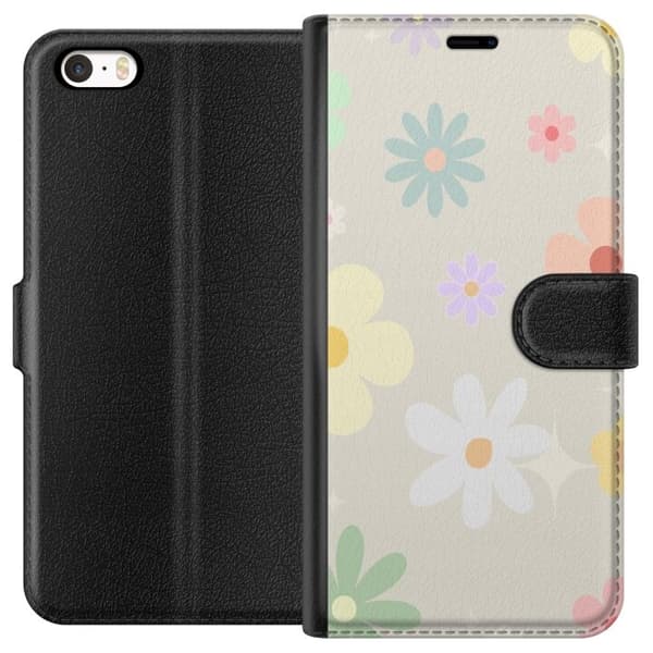 Plånboksfodral till Apple iPhone SE (2016) med fejdande blommor