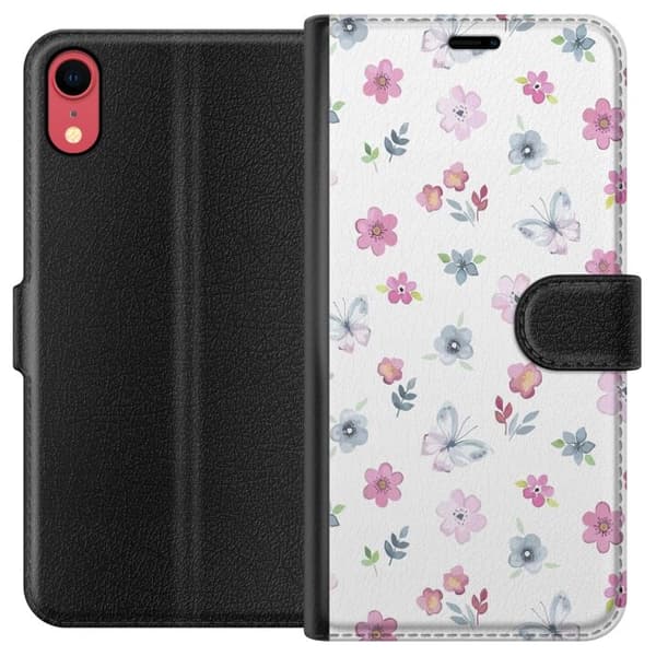 Apple iPhone XR tegnebog med blomster og sommerfugle