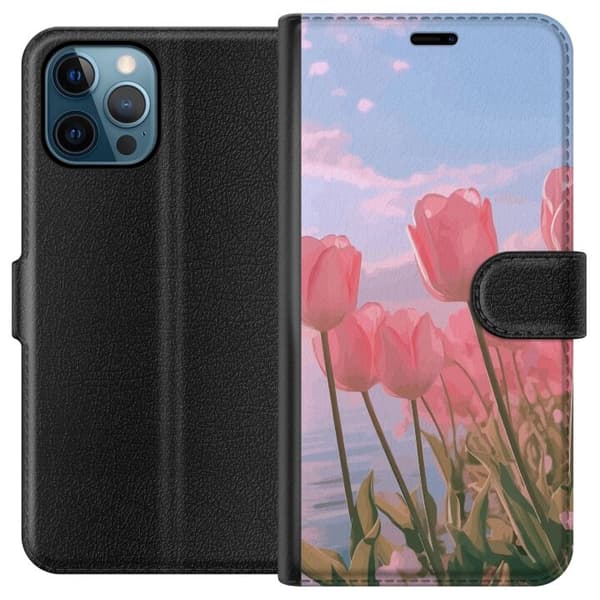 Apple iPhone 12 Pro Pung Taske med Lyserøde Tulipaner