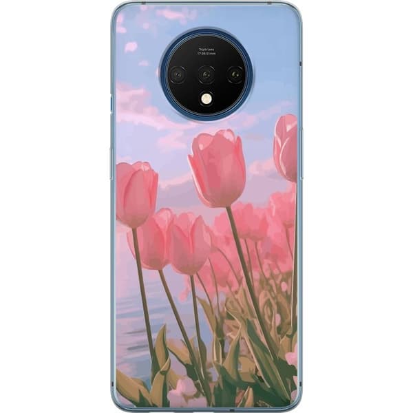 Taske til OnePlus 7T med lyserøde tulipaner