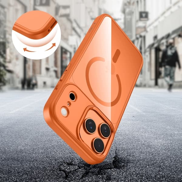 Tech-Protect Mobilskal till iPhone 17 Pro Max Magsafe Matte - Orange/Clear