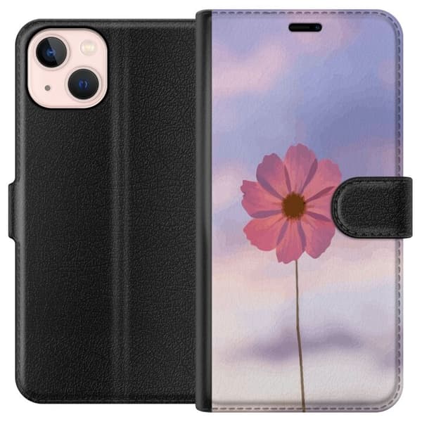 Pung Taske til Apple iPhone 13 med Lyserød Blomst