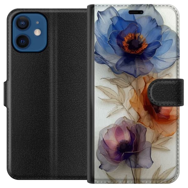 Apple iPhone 12 tegnebog med silkeblomster