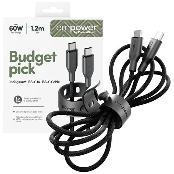 Empower by PanzerGlass USB-C til USB-C 60W kabel 1.2m Racing