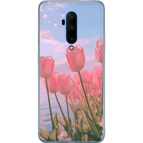 Taske til OnePlus 7T Pro med lyserøde tulipaner