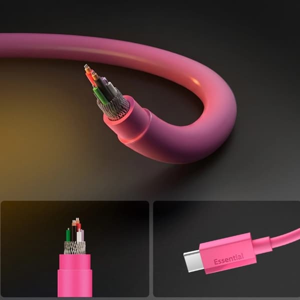 Spigen USB-C till USB-C Kabel EB6010CC Essential 1m 60W - Rosa