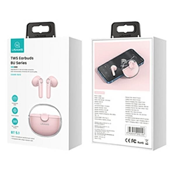 USAMS BU-serie Bluetooth Hörlurar 5.1 TWS - Rosa