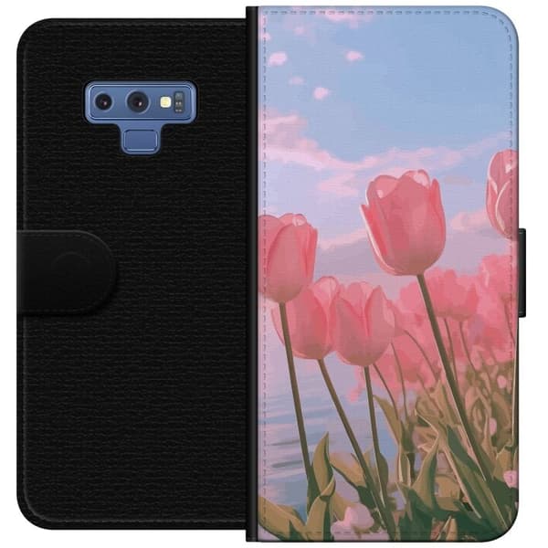 Pung Taske til Samsung Galaxy Note9 med Lyserøde Tulipaner