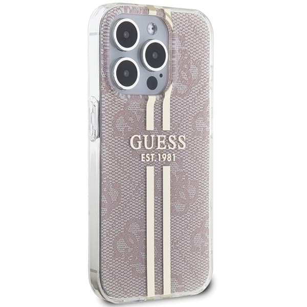 Guess iPhone 14 Pro Max Taske Lyserød Guldstribet