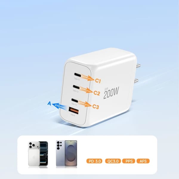 Tech-Protect 4-Port Snabbladdare 200W QC3.0 NC200W-GAN