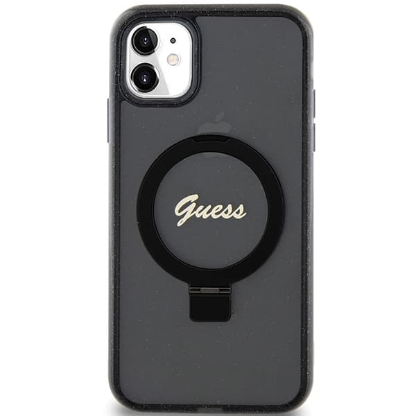 Guess telefontaske til iPhone 11/Xr MagSafe Ringstativ Script Glit MagSafe