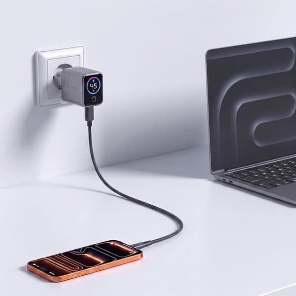 Tech-Protect PowerVision 45W GaN Vægoplader - Mørkegrå