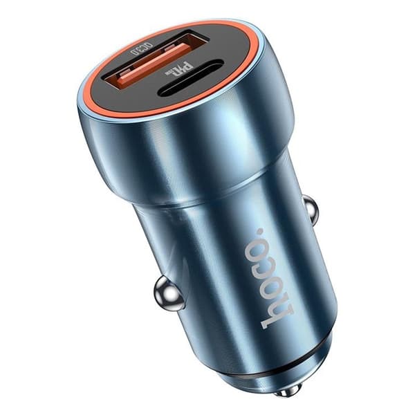 Hoco Biloplader 20W USB-A/USB-C Z46A - Safir Blå