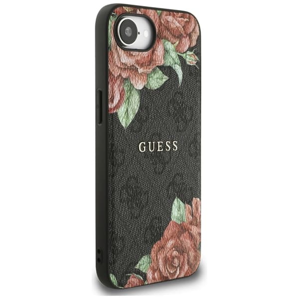 Guess Telefontaske til iPhone 16e Magsafe Blomsterprint - Sort