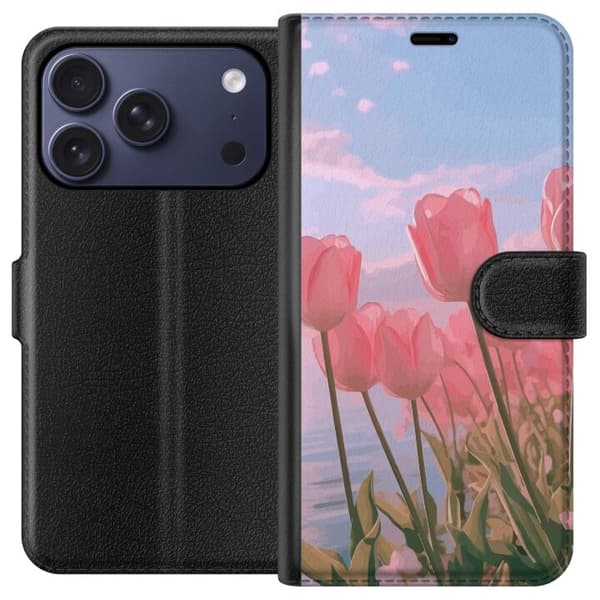 Plånboksfodral till Apple iPhone 17 Pro med Rosa Tulpaner