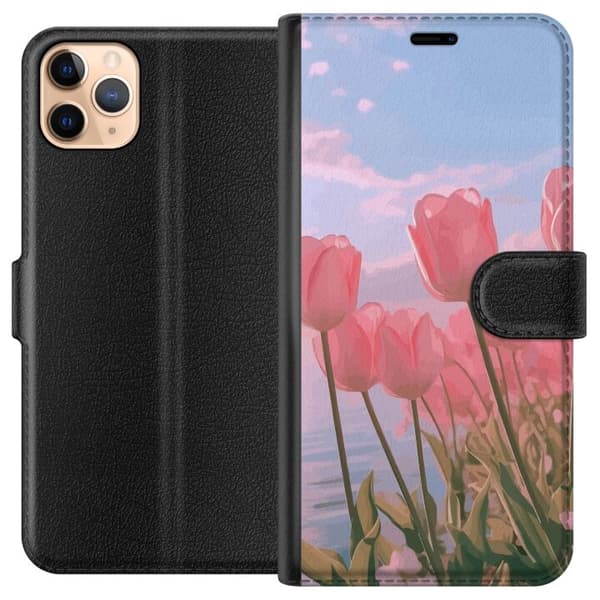 Pung Taske til Apple iPhone 11 Pro Max med Lyserøde Tulipaner