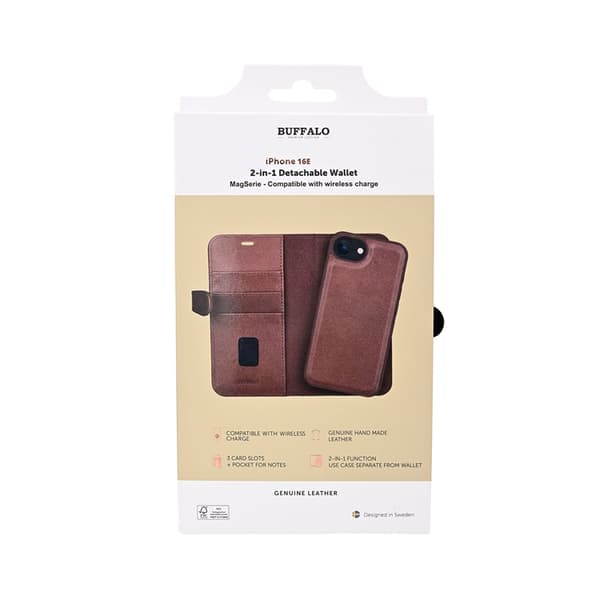 Buffalo iPhone 16e Plånboksfodral MagSafe 3 Kort Premiumläder