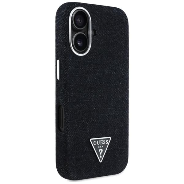 Guess Telefontaske til iPhone 16 MagSafe Denim Triangle Logo - Sort