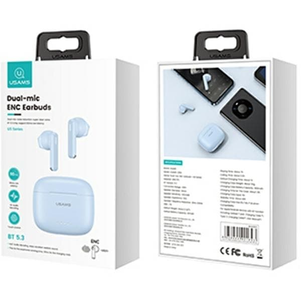USAMS US14-serie Bluetooth Hörlurar 5.3 TWS - Blå