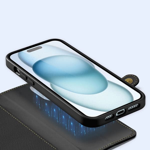 Dux Ducis iPhone 15 Plånboksfodral Lawa Läder - Svart